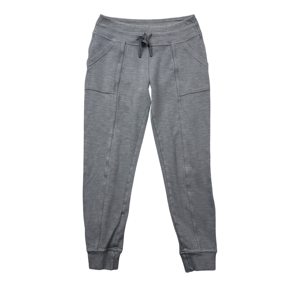Prana Women Small Grey Textured Knit Joggers Drawstring Pockets Casual Lounge